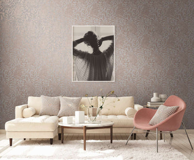 Scandi wallpapers with leaf pattern in gray shades, 1366317 AS Creation