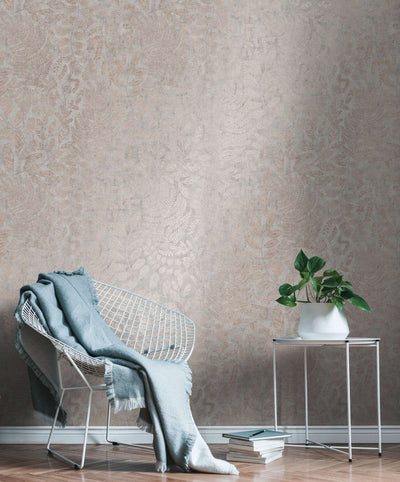 Scandi wallpapers with leaf pattern in gray shades, 1366317 AS Creation