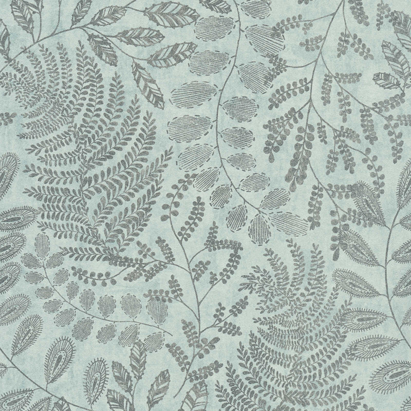 SCANDI Wallpaper with Leaf Pattern in Green Tones, 1366315 AS Creation