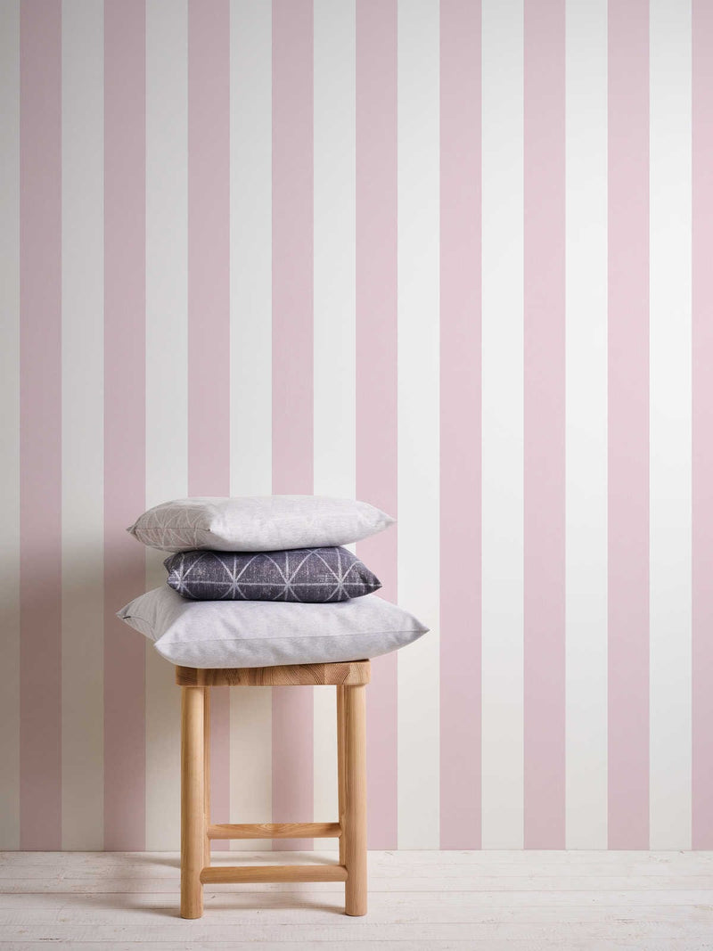Striped wallpaper for nursery in soft pink 1351052 Without PVC