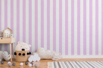 Striped wallpaper for nursery in pink 1351051 Without PVC