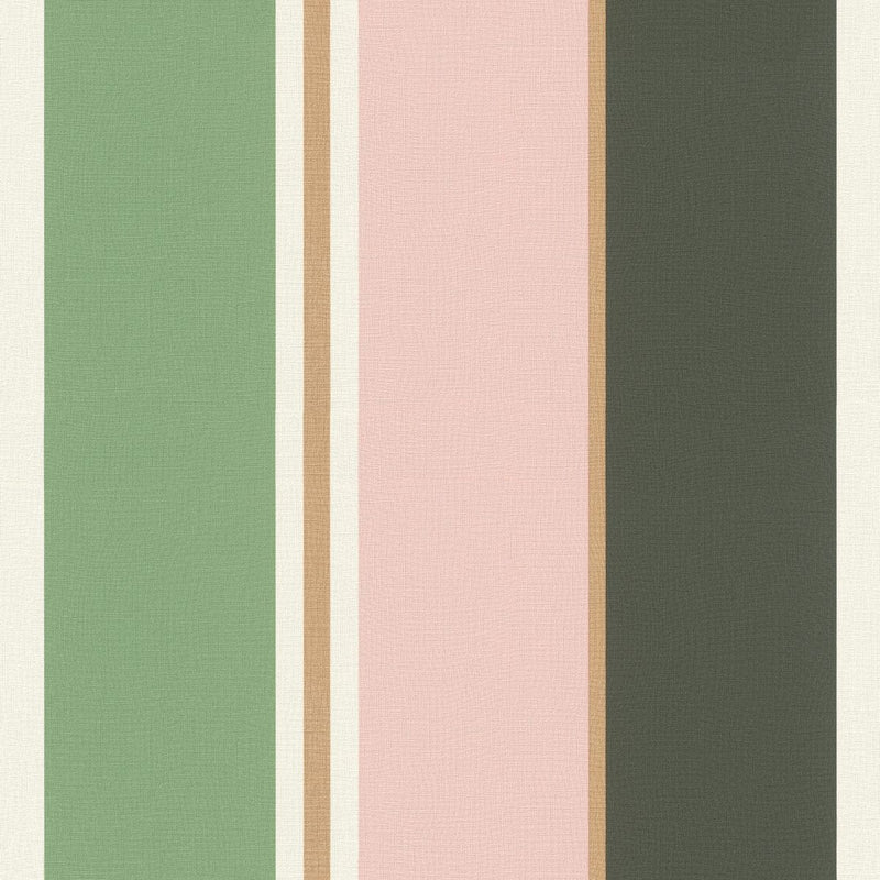 Strīpainas tapetes RASCH zaļā un rozā krāsā, 2034624 RASCH
