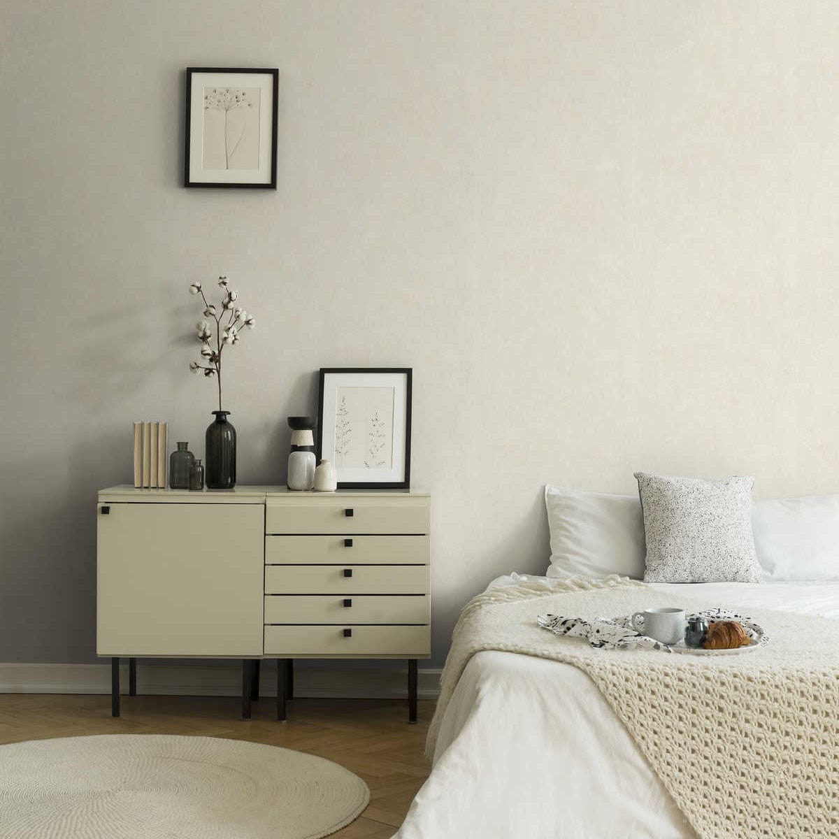 Strukturētas tapetes ar spīdošiem akcentiem, krēmkrāsā AS 374251 AS Creation