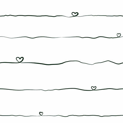 Обои для детской комнаты в полоску с сердечками, черно-белые 1350733 Без ПВХ AS Creation