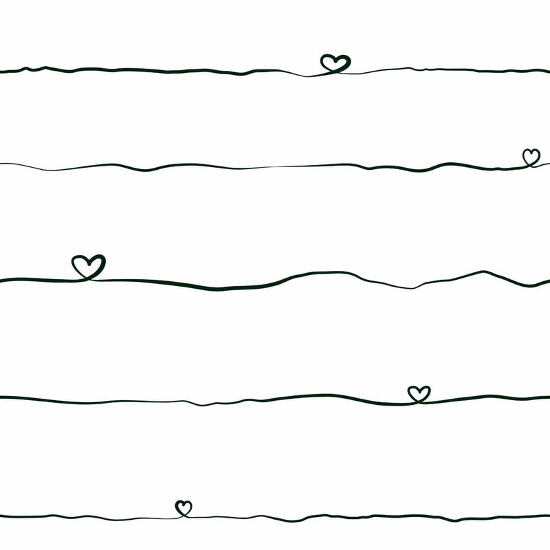 Обои для детской комнаты в полоску с сердечками, черно-белые 1350733 Без ПВХ AS Creation