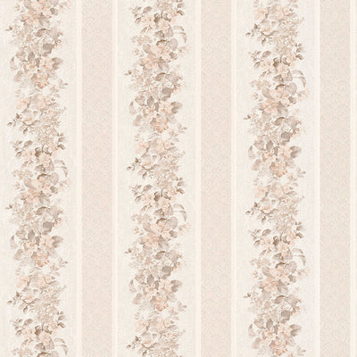Svītrainās tapetes ar ziedu klasisku ornamentu - krēmkrāsa, bēša 3521474 AS Creation