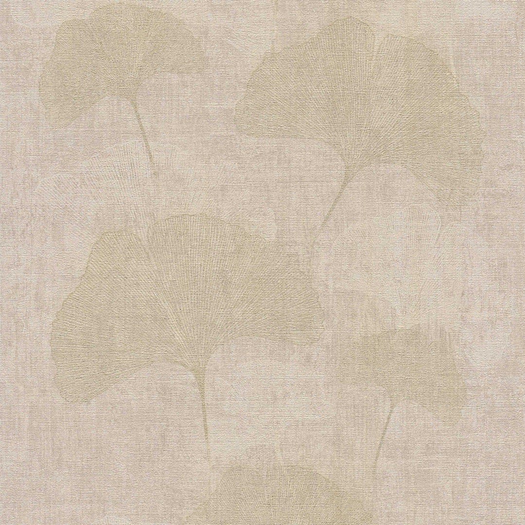 Ginko dizaina tapetes ar zelta efektu un krāsu šrafējumu - bēšas AS Creation