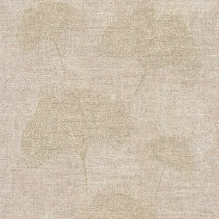 Ginko dizaina tapetes ar zelta efektu un krāsu šrafējumu - bēšas AS Creation