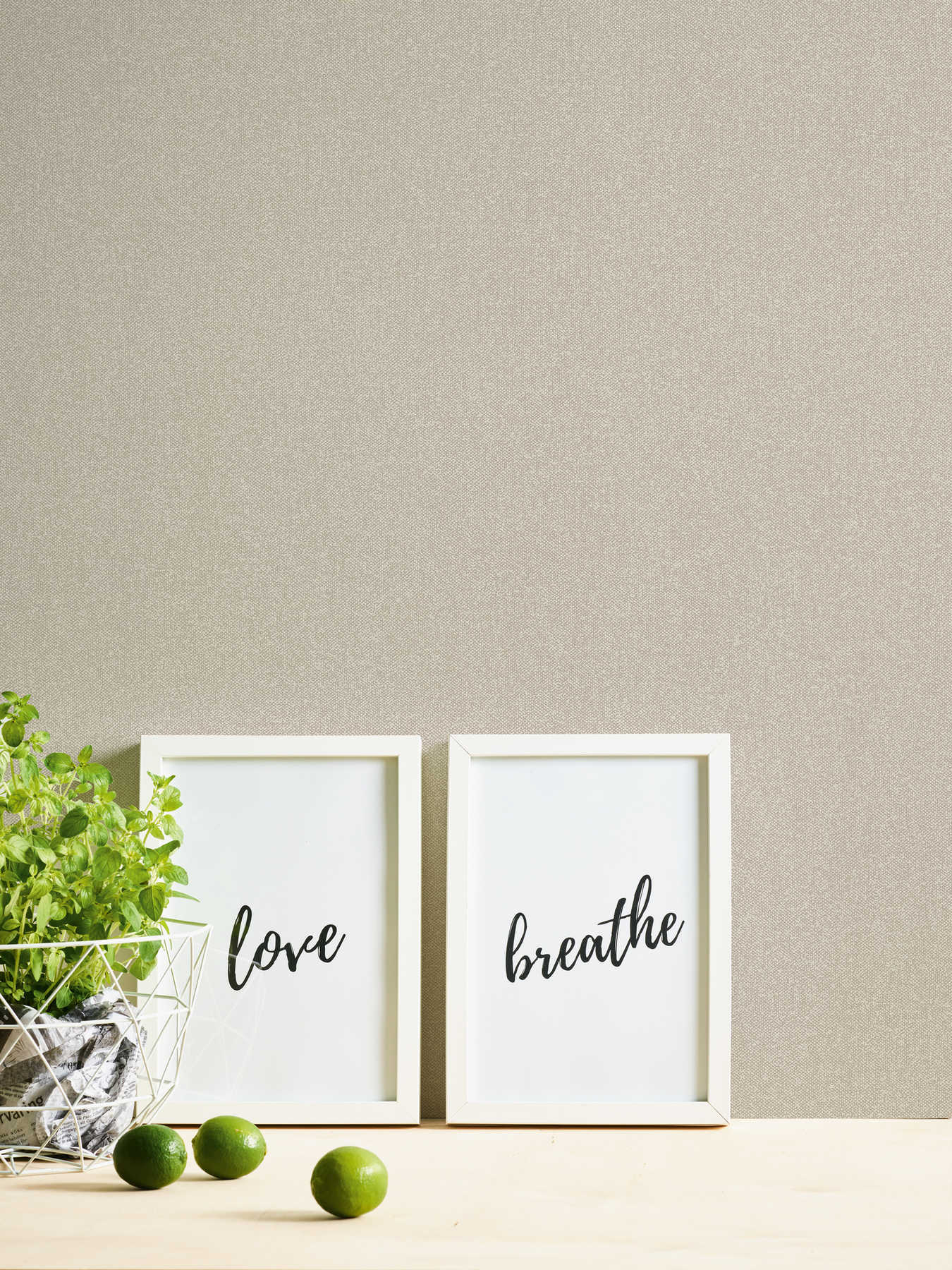 Bēšas teksturētas tapetes ar linu izskatu 375557 AS Creation