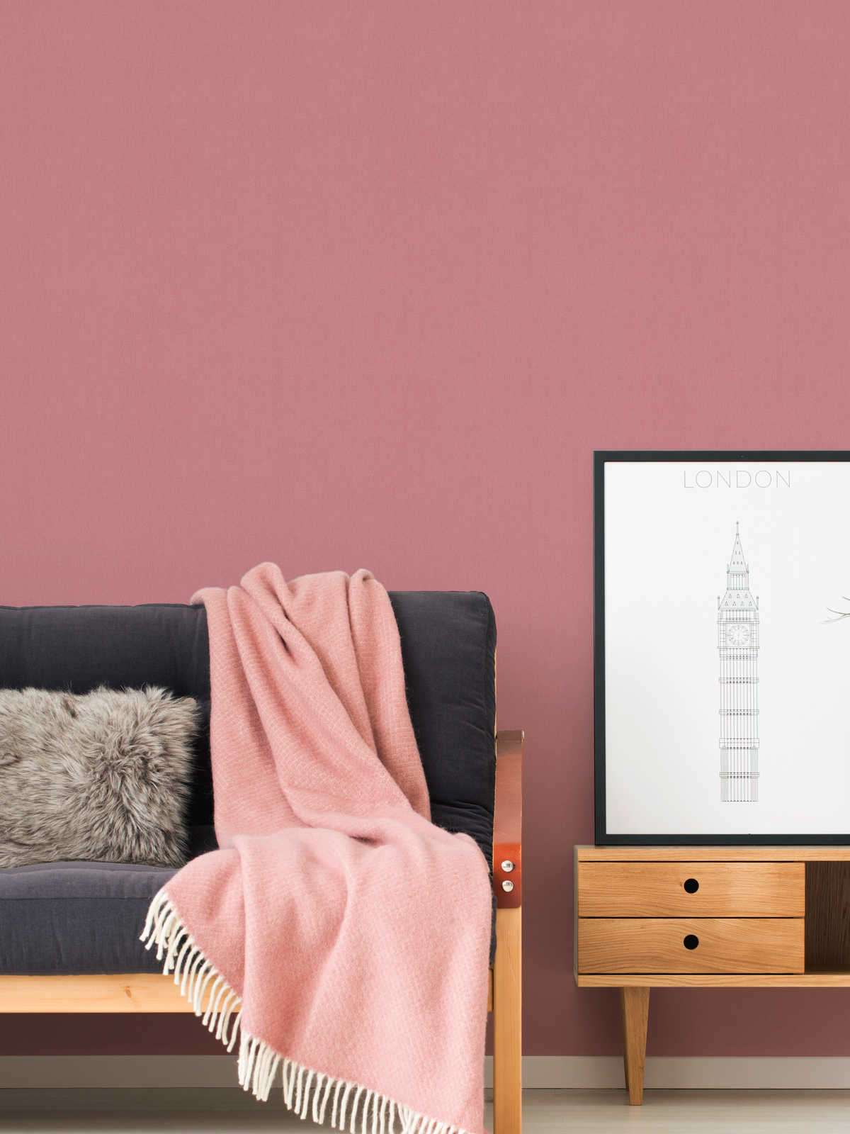 Rozā tapetes old pink krāsā ar lina izskatu AS 377025 AS Creation