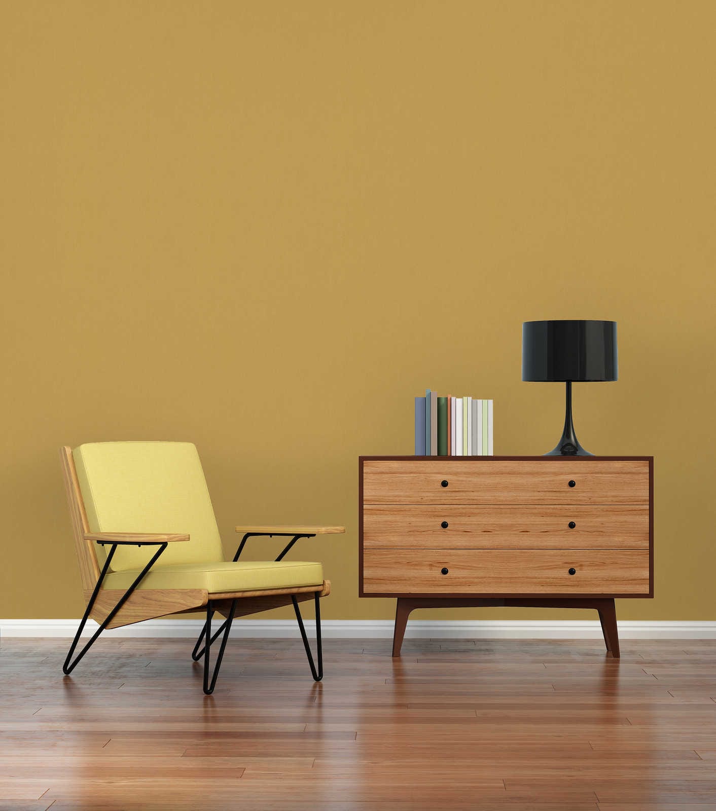 Tapetes sinepju dzeltenā krāsā ar lina izskatu AS 377026 AS Creation