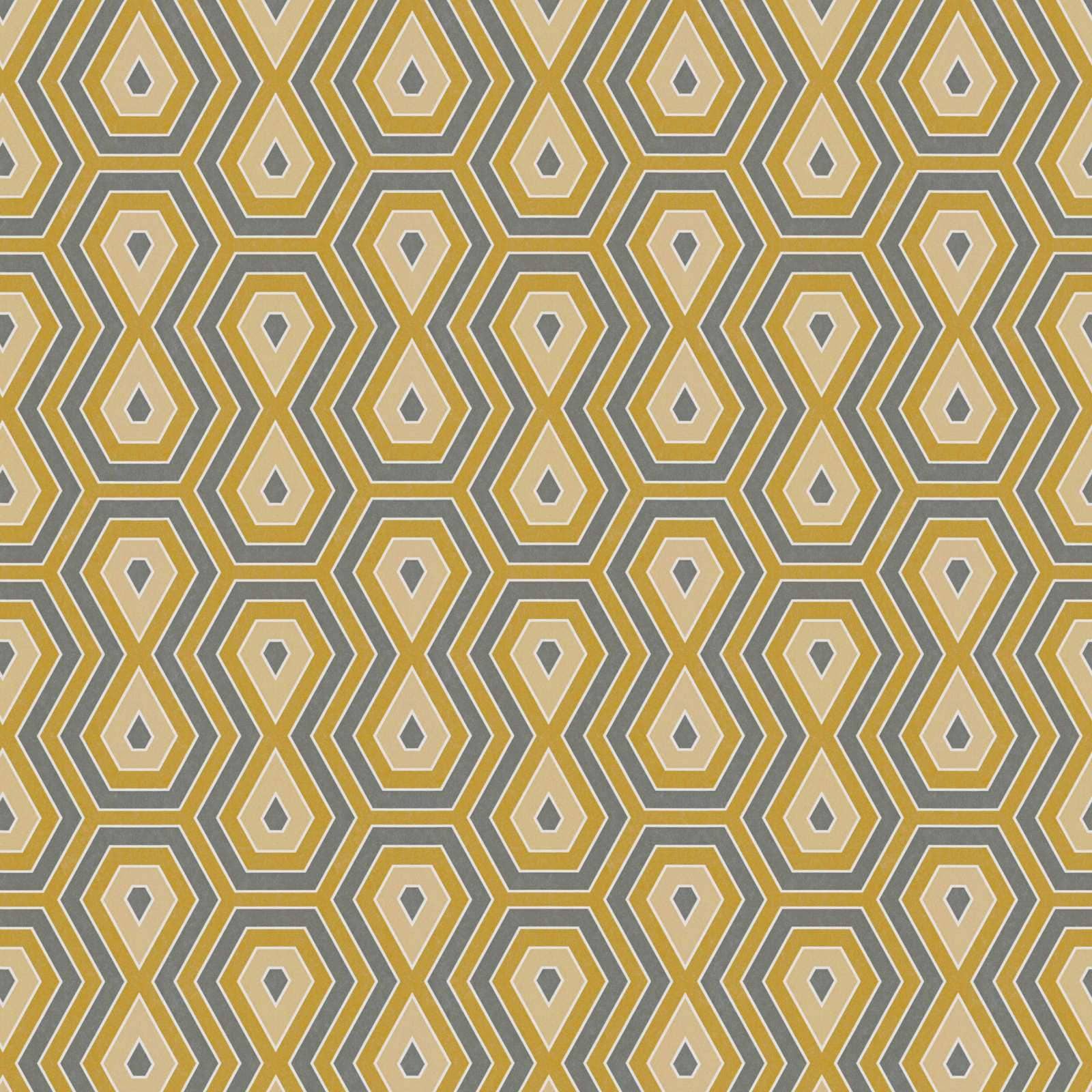 Tapetes ar 70. gadu retro grafisko rakstu dzeltenos toņos AS 377074 AS Creation