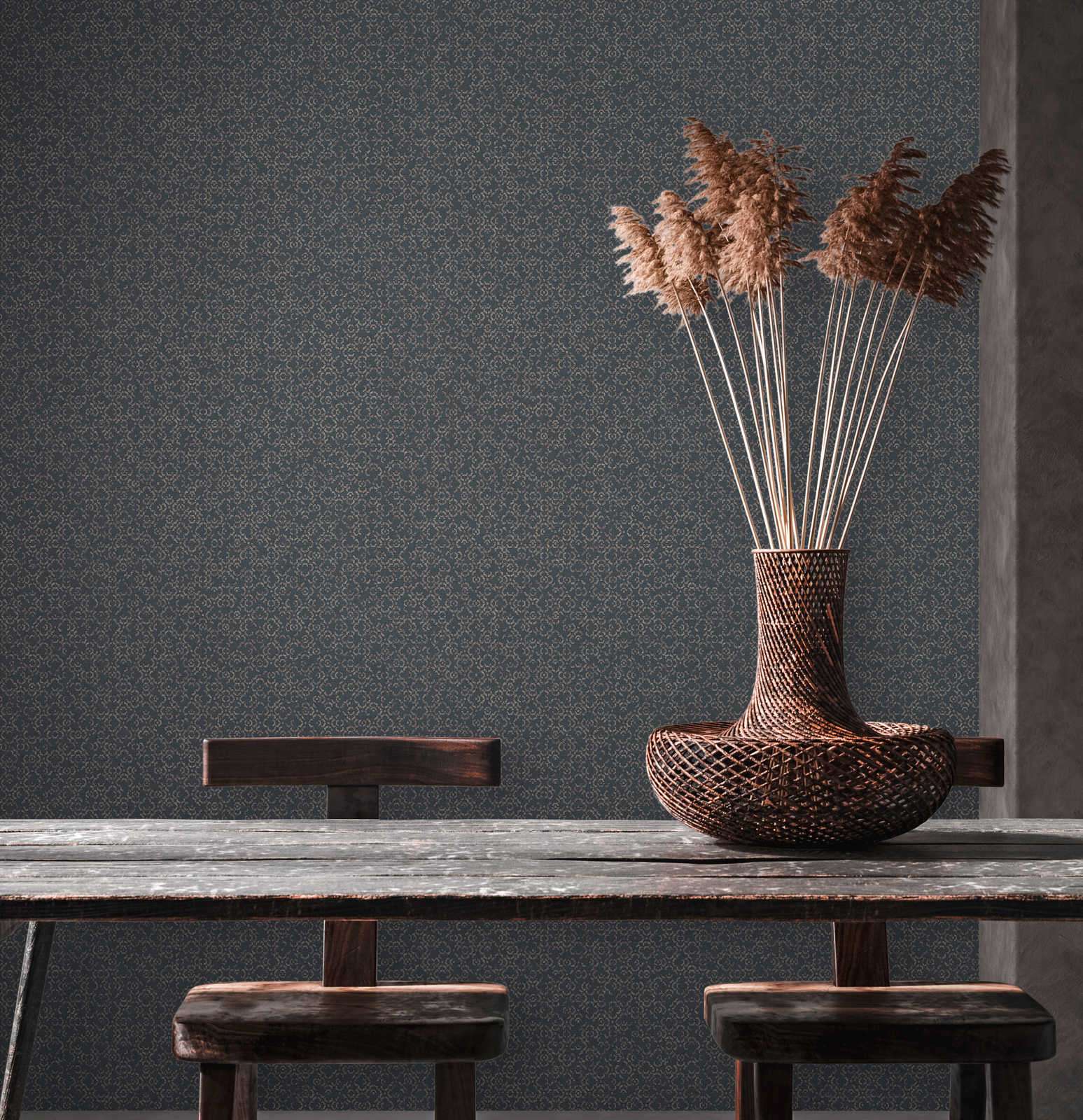 Zilgani pelēkas tapetes ar etno motīviem AS 37866-5 AS Creation