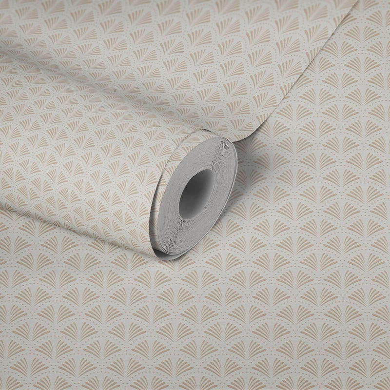 Retro wallpaper white with metallic gold pattern AS 379571 Tapetenshop.lv