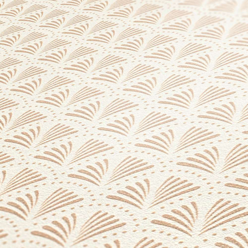 Retro wallpaper white with metallic gold pattern AS 379571 Tapetenshop.lv