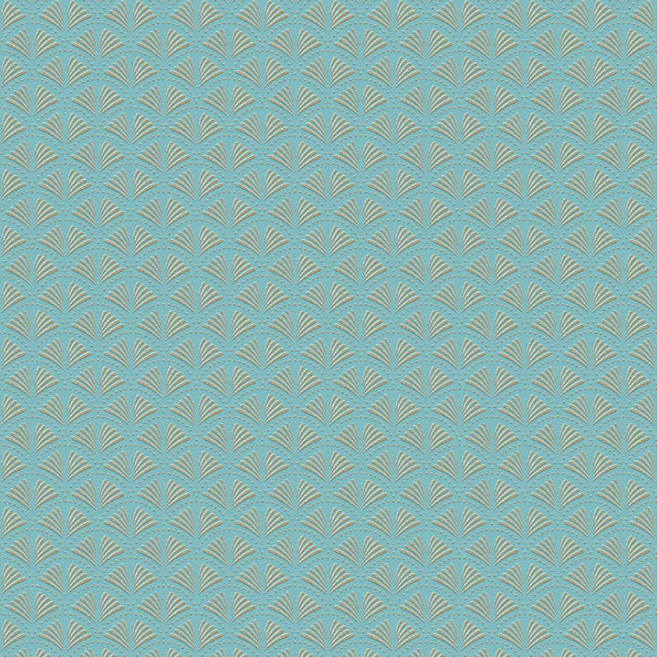 Tapetes tirkīzā krāsā ar zelta dekoru elegantā retro stilā, AS 379574 Tapetenshop.lv