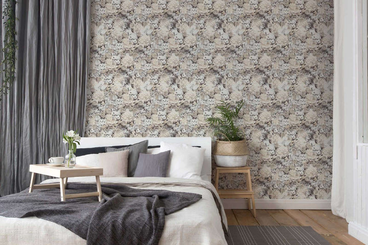 Tapetes ar ziedu motīvu pelēkā krāsā AS 380083 Trendwall 2 AS Creation