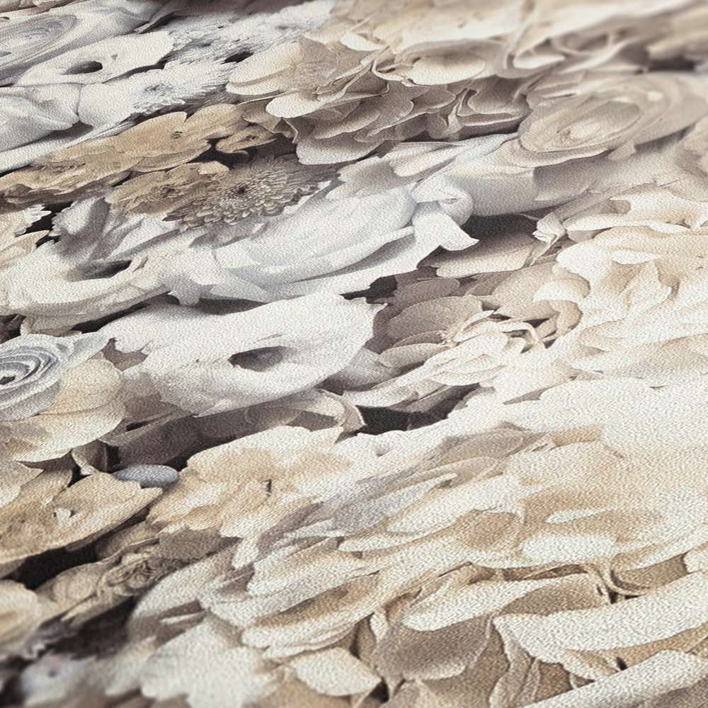 Tapetes ar ziedu motīvu pelēkā krāsā AS 380083 Trendwall 2 AS Creation
