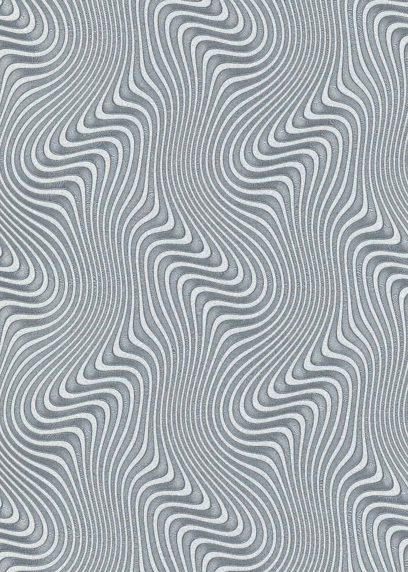 Tapetes ar abstraktu viļņu motīvu pelēķā un sudrabā krāsā, 3675545 Erismann