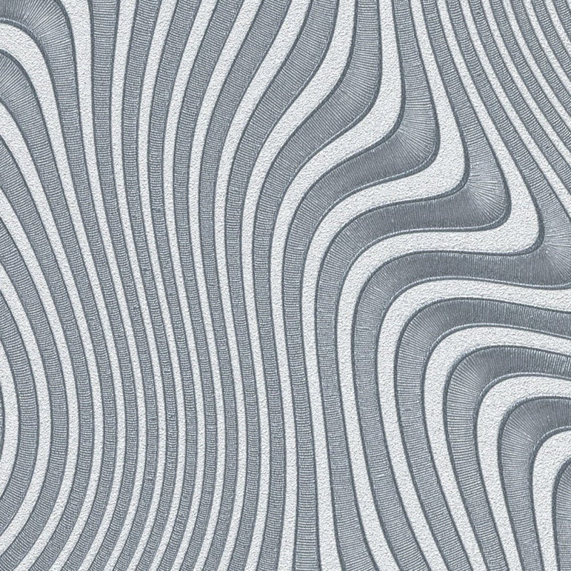 Tapetes ar abstraktu viļņu motīvu pelēķā un sudrabā krāsā, 3675545 Erismann