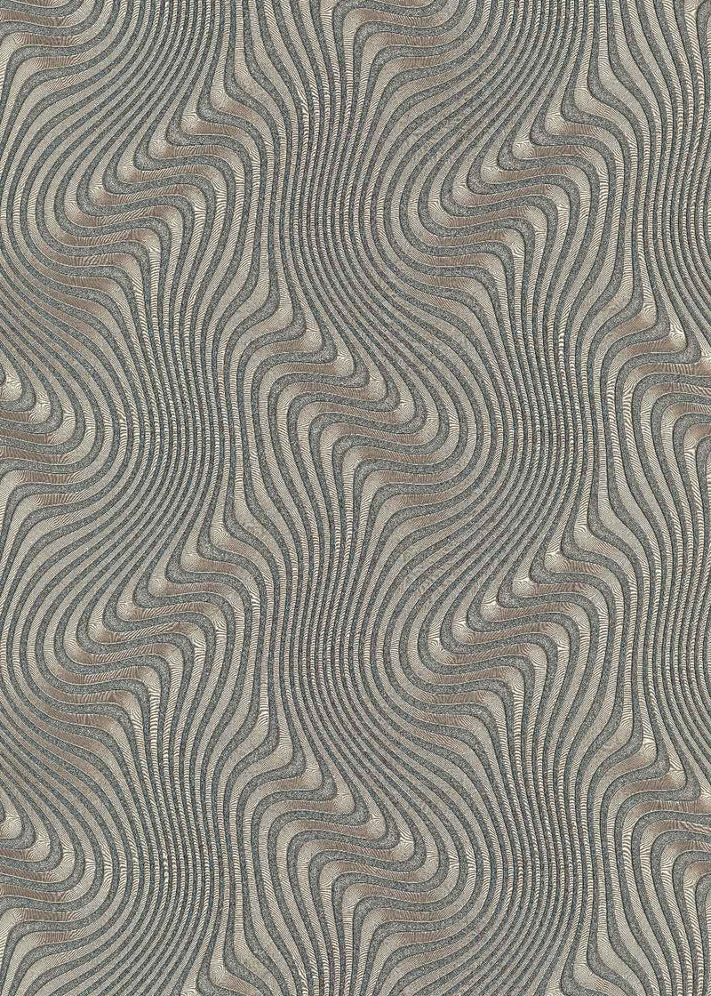 Tapetes ar abstraktu viļņu motīvu pelēķā un varā krāsā, 3675527 Erismann