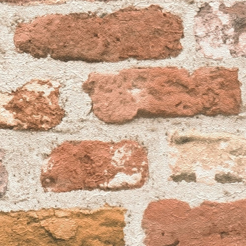 Wallpaper with stone look red brick wall with 3D effect, 1366303 AS Creation
