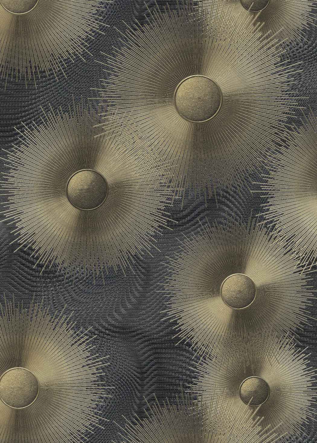 Tapetes ar apļiem un ģeometrisku rakstu melnā un zeltā krasā - 1019115 Erismann