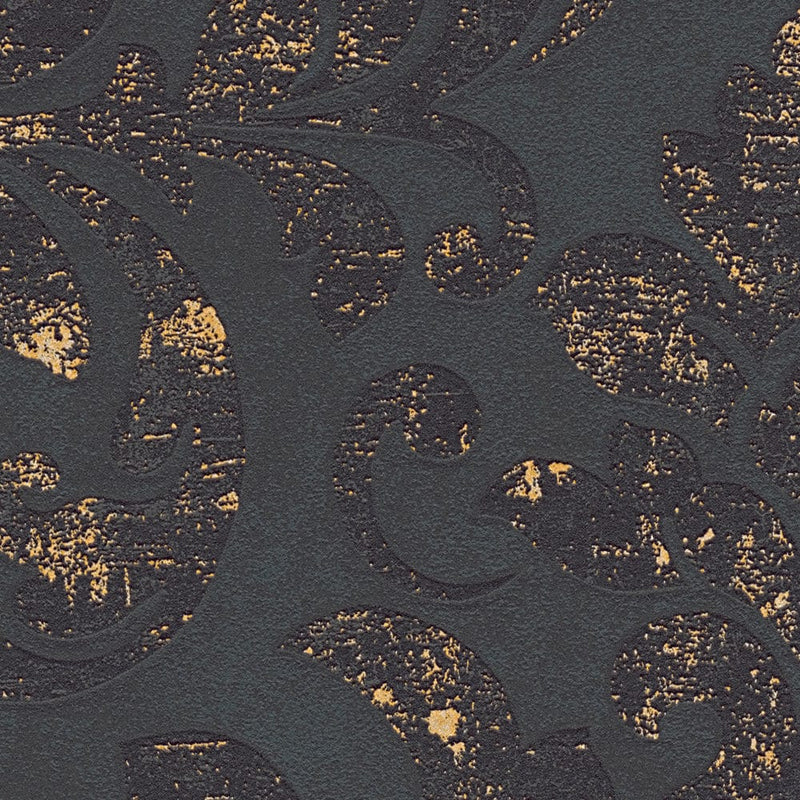 Taustakuva barokkiornamentti mustalla ja kullalla, 1332564 AS Creation