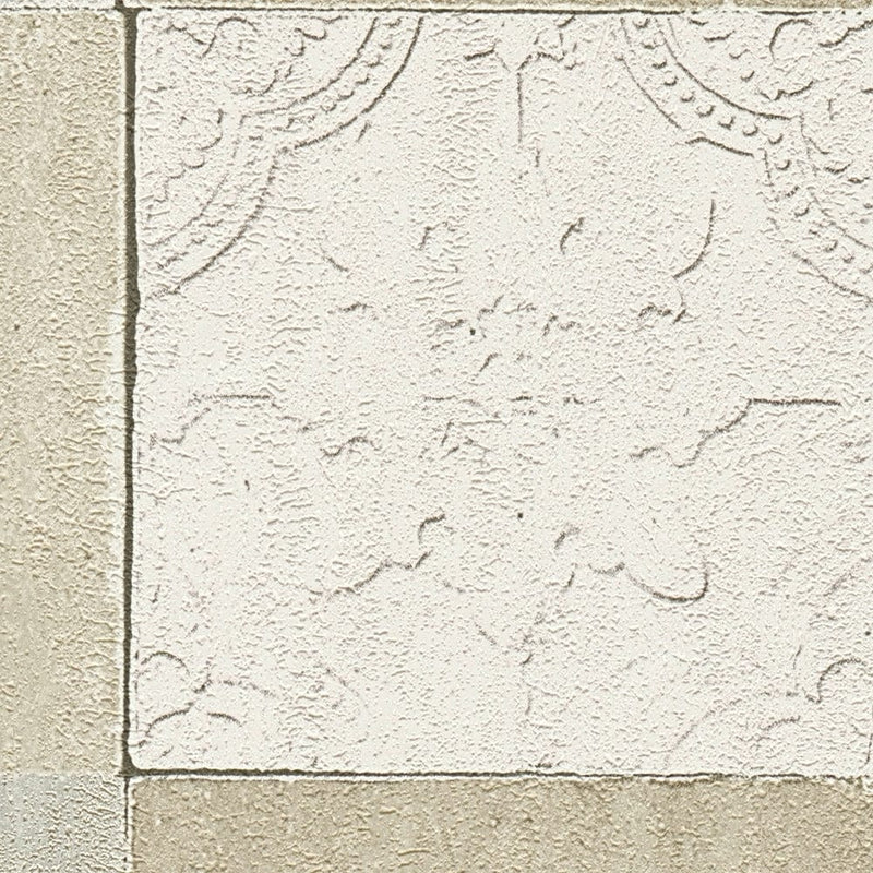 Tapetes ar dekoratīvām flīzēm, mozaīka – krēmkrāsā AS Creation