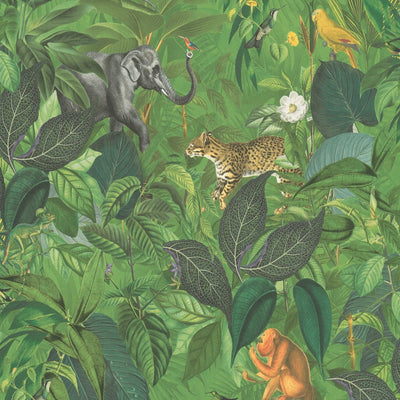 Tapetes ar dzīvniekiem džungļos, bērnu motīvs - zaļas, 1364251 AS Creation