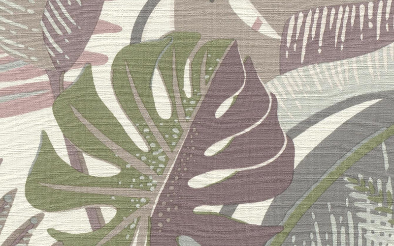 Tapetes ar eksotiskām lapām zaļā krāsā, RASCH 2477363 RASCH