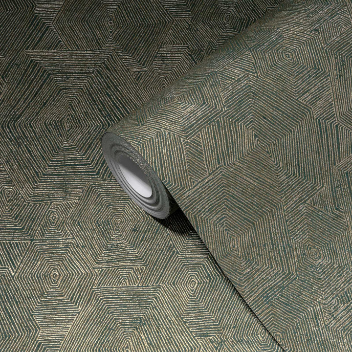 Tapetes ar ģeometrisku rakstu brūnā krāsā un zeltā krāsā - 1363647 AS Creation