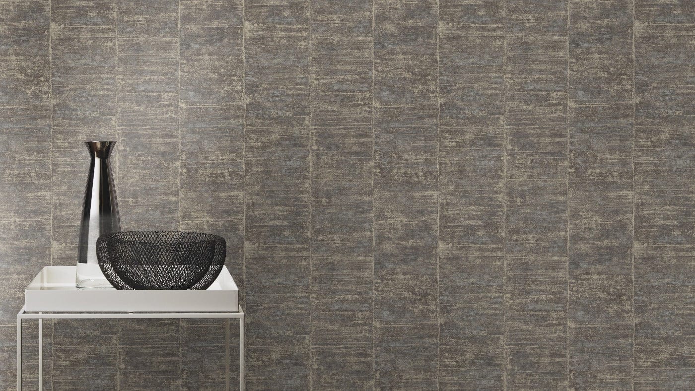 Tapetes ar grafisku rakstu un perlamutra efektu zeltā un melnā krāsā RASCH