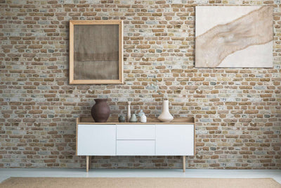 Wallpaper with brick wall and 3D effect in brown shades, 1366305 AS Creation