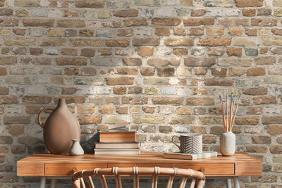 Wallpaper with brick wall and 3D effect in brown shades, 1366305 AS Creation