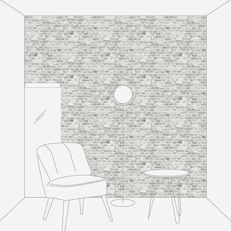 Wallpaper with brick wall and 3D effect in light gray shades, 1366306 AS Creation