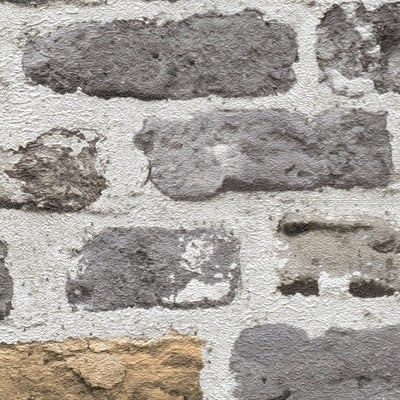 Wallpaper with brick wall and 3D effect in gray, 1366304 AS Creation