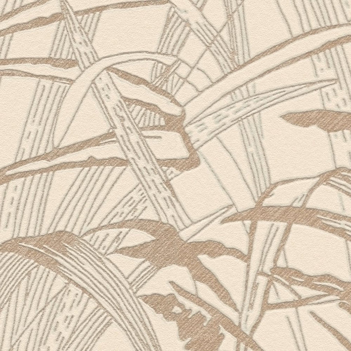 Tapetes ar lapām metāliskā krāsā - bēšs, metālisks krāsā, 386002 AS Creation