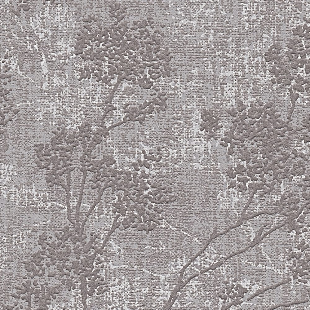Tapetes ar lapu rakstu, lina faktūra - pelēka, brūna AS 373971 AS Creation