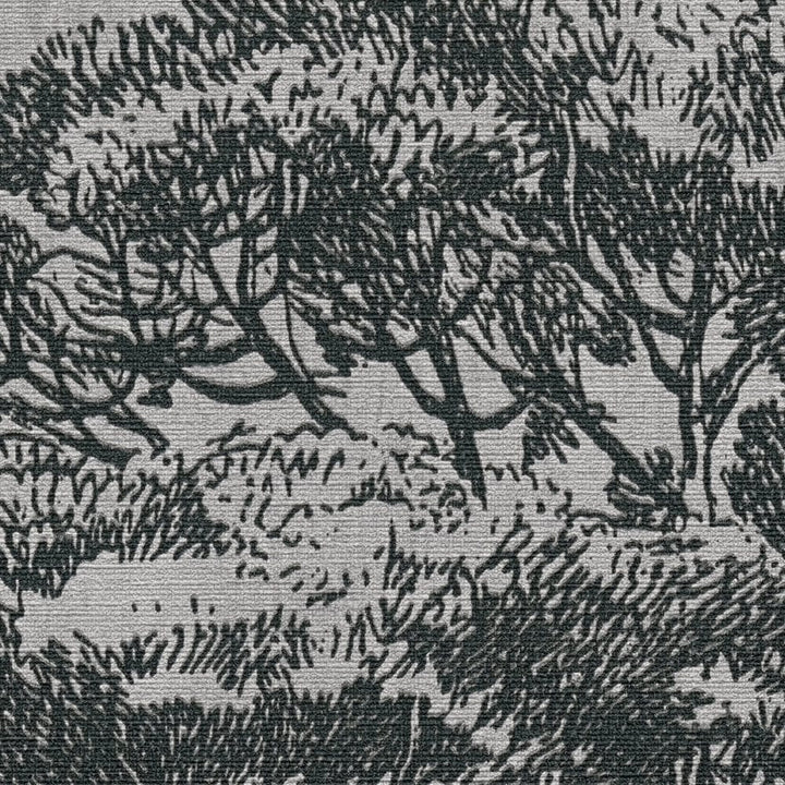 Tapetes ar kokiem un lina izskats koloniālā stilā - bēša, melna 380233 AS Creation