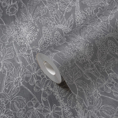 Tapetes ar lina tekstūru melnā krāsā AS 378344 Tapetenshop.lv