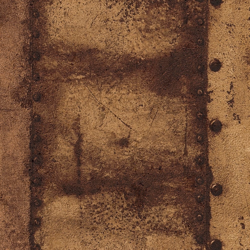 Tapetes ar metāla imitāciju un kniedēm brūnā krāsā, 377433 AS Creation