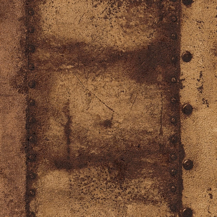 Tapetes ar metāla imitāciju un kniedēm brūnā krāsā, 377433 AS Creation