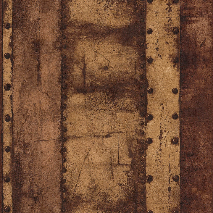 Tapetes ar metāla imitāciju un kniedēm brūnā krāsā, 377433 AS Creation