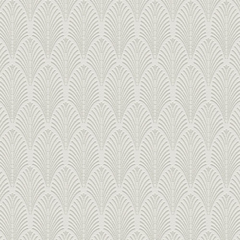Tapetes ar metālisku dizainu Art Deco stilā, balta, sudraba, 374841 AS Creation