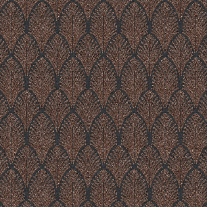 Tapetes ar metālisku dizainu Art Deco stilā, vara, melna, 374842 AS Creation