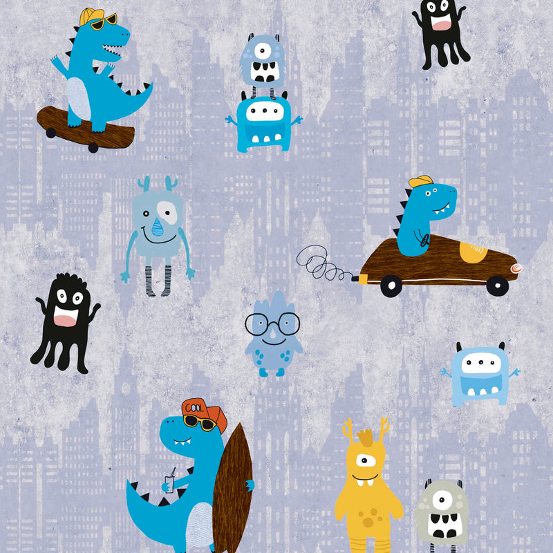 Wallpaper with mosquitoes and dinosaurs in blue 1350433 Without PVC AS Creation