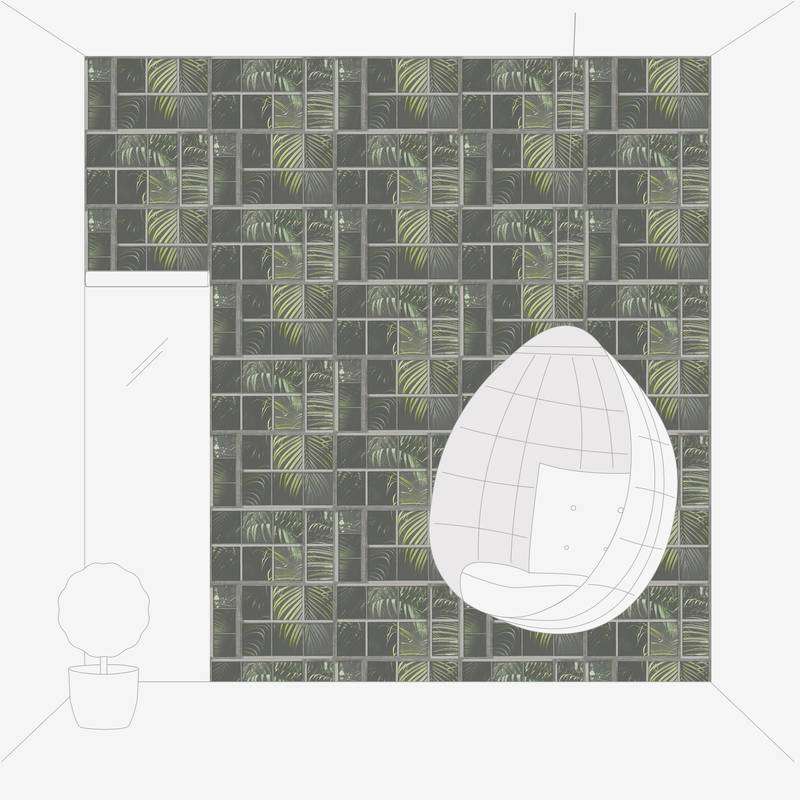 Tapetes ar papardēm industriālā stilā zaļā krāsā, 377402 AS Creation