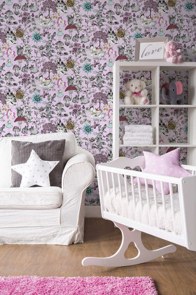 Fairy tale wallpaper in pink 1350423 Without PVC AS Creation