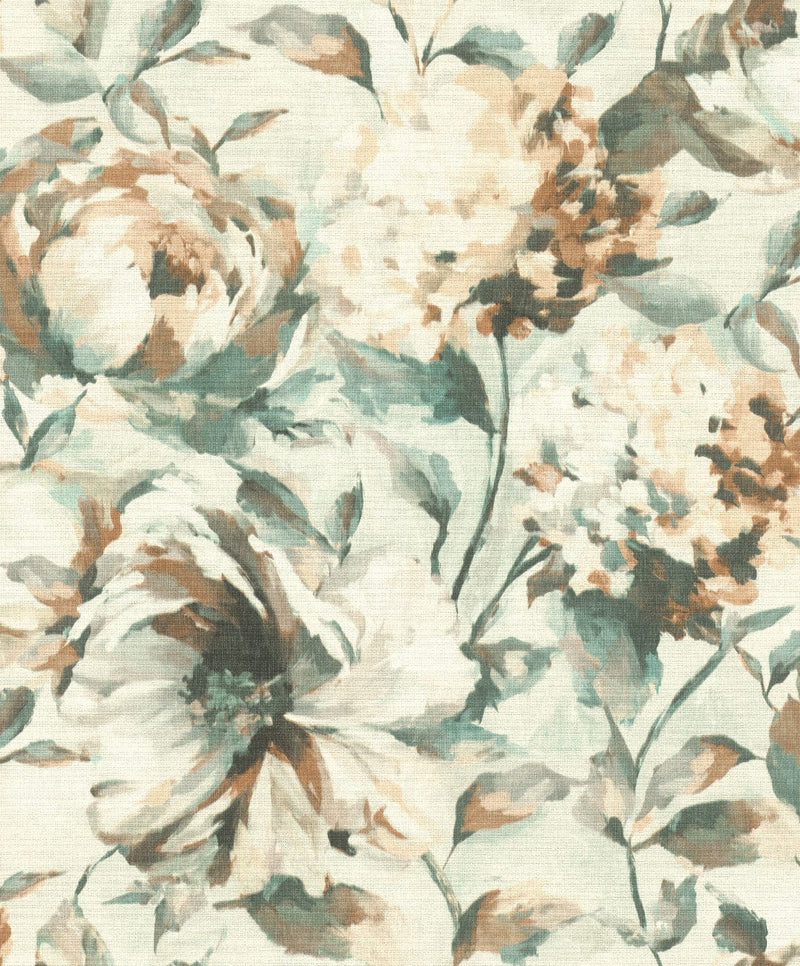 Tapetes ar peonojas ziediem krēmīgi baltos un zaļos toņos, 1663416 RASCH